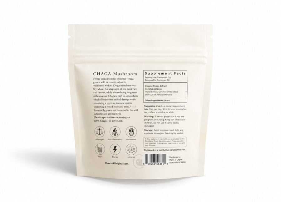 Organic Chaga Mushroom Powder - Antioxidant, Immune, Digestion & Skin Support - Image 2